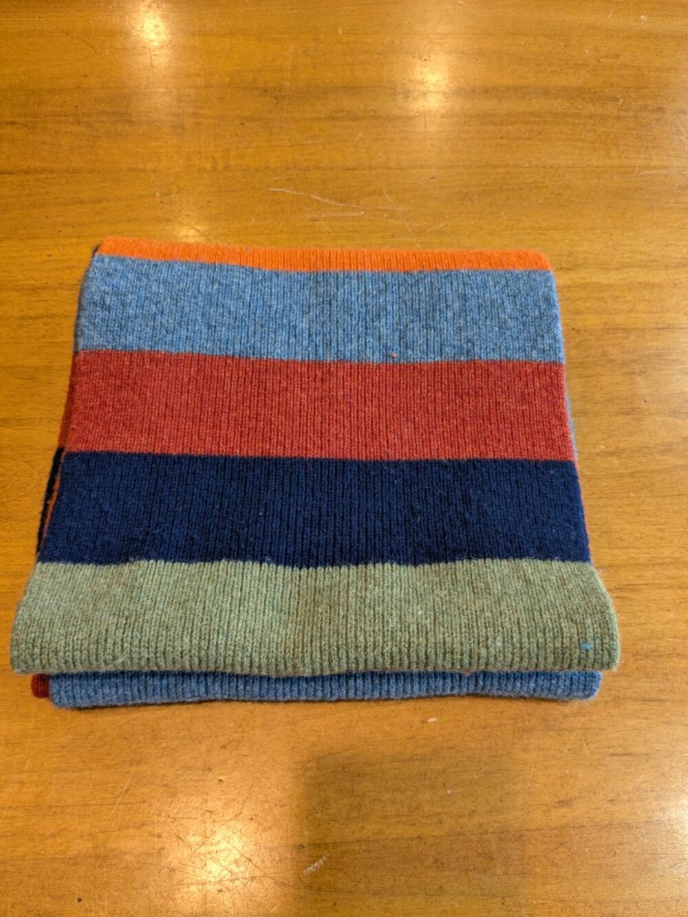 Gap 100% Lambswool Winter Scarf Multicolor Color Block Striped Retro Unisex Knit - Picture 7 of 7